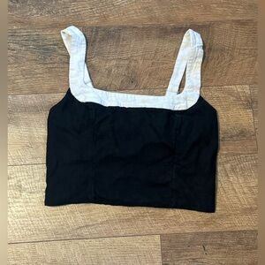 Abercrombie & Fitch Black Crop Top with White Trim